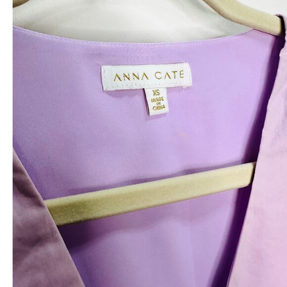 Anna Cate Myers Puff Sleeve Cotton Midi Dress in Periwinkle Purple | Size XS - Picture 4 of 5